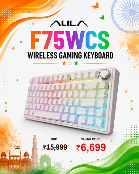 Aula F75WCS 75 Wireless Trio-Mode Mechanical Gaming Keyboard