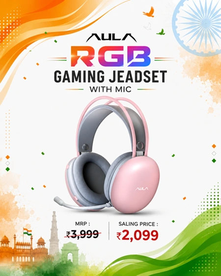 Aula S505P RGB Wired Pink Gaming Headset With Adjustable Mic