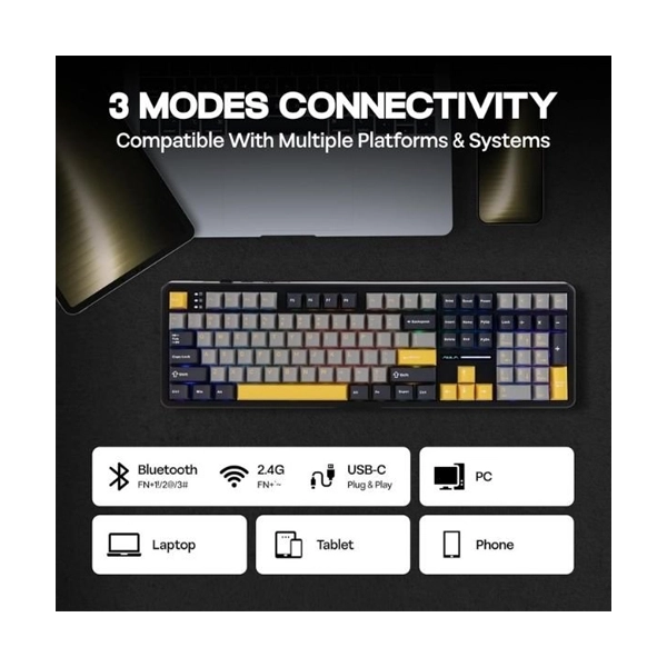 Aula F108GRYA Tri-Mode Full Size Wireless Mechanical Gaming Keyboard image 3