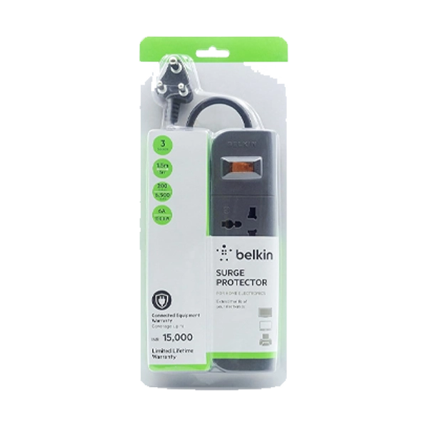 Belkin 3-Socket 5Ft Heavy Duty Cable with Surge Protector Extention Board image 2