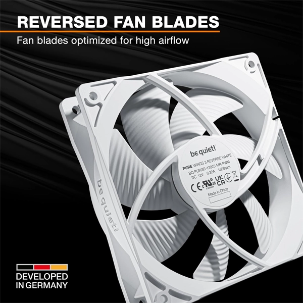 be quiet! Pure Wings 3 120mm PWM Reverse Triple-Pack White Case Fan image 2