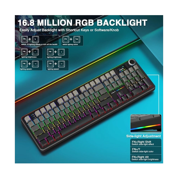 Aula F108PROGRN Full Size Wireless RGB Mechanical Gradient Grey Reaper Switch Gaming Keyboard image 2