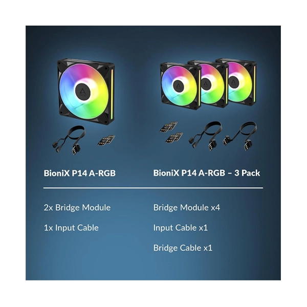 Arctic Bionix P14 A-RGB Black 3- Pack Case Fan image 4