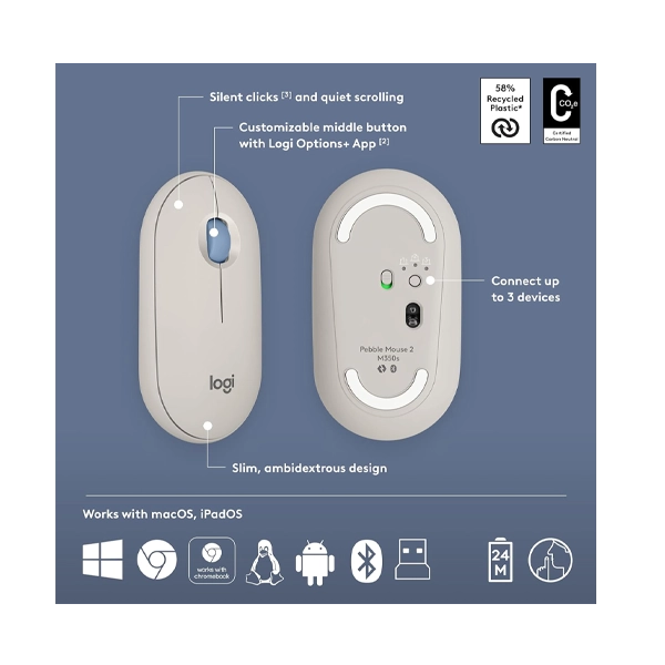 Logitech Pebble 2 Wireless Sand Keyboard and Mouse Combo image 6