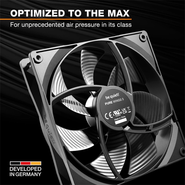 be quiet! Pure Wings 3 120mm PWM Reverse Triple-Pack Black Case Fan image 2