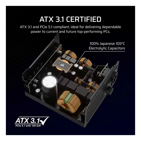 Corsair 1000W 80 Plus Gold Fully Modular ATX Black SMPS image 4