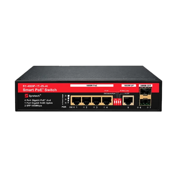 Syrotech SY-4000P-1T-2S-AI Unmanaged Gigabit 4 Port Poe Switch