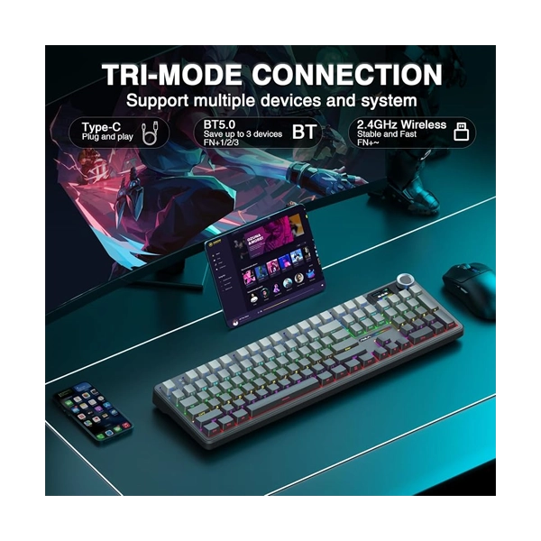 Aula F108PROGRN Full Size Wireless RGB Mechanical Gradient Grey Reaper Switch Gaming Keyboard image 3