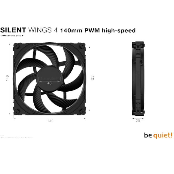 be quiet! Silent Wings 4 140mm PWM Gaming PC Case Fan image 2