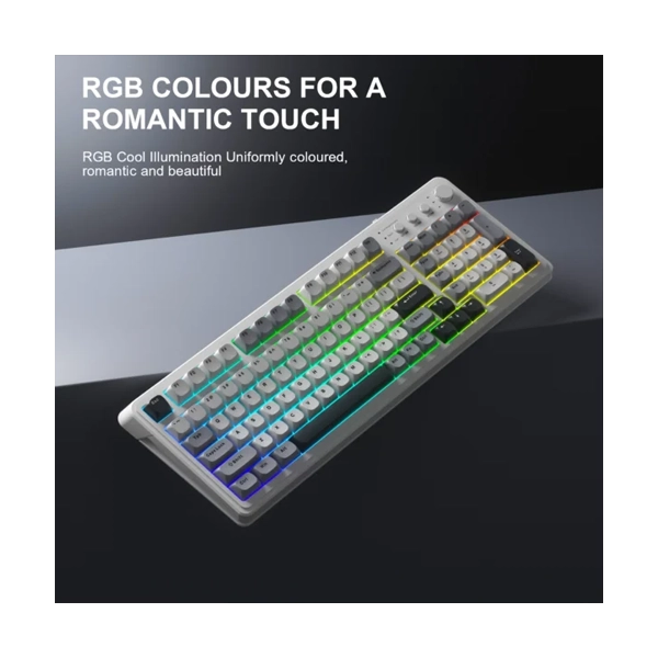 Aula S99WGR Tri-Mode Programmable Full Size White+Grey Membrane Gaming Keyboard image 3