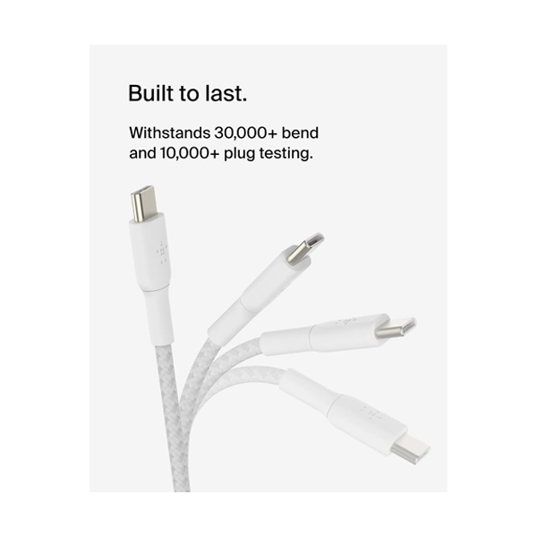 Belkin 60W Braided USB-Type-C White Charging and Data Cable image 4
