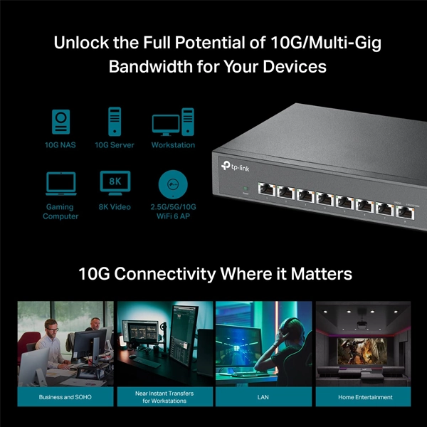 TP-Link TL-SX1008  Voltage110 Volts Multi-Gig Unmanaged Ethernet Switch image 5
