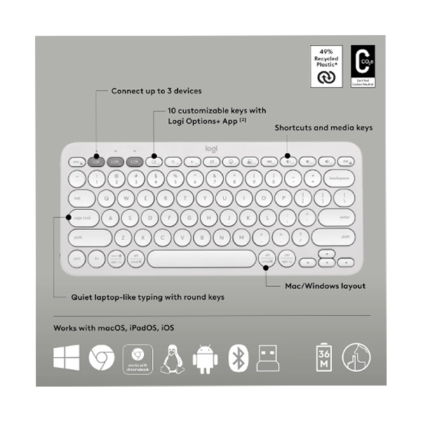 Logitech Pebble 2 Wireless White Keyboard And Mouse Combo image 4