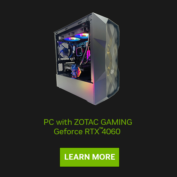 pc with zotac gaming geforce rtx 4060